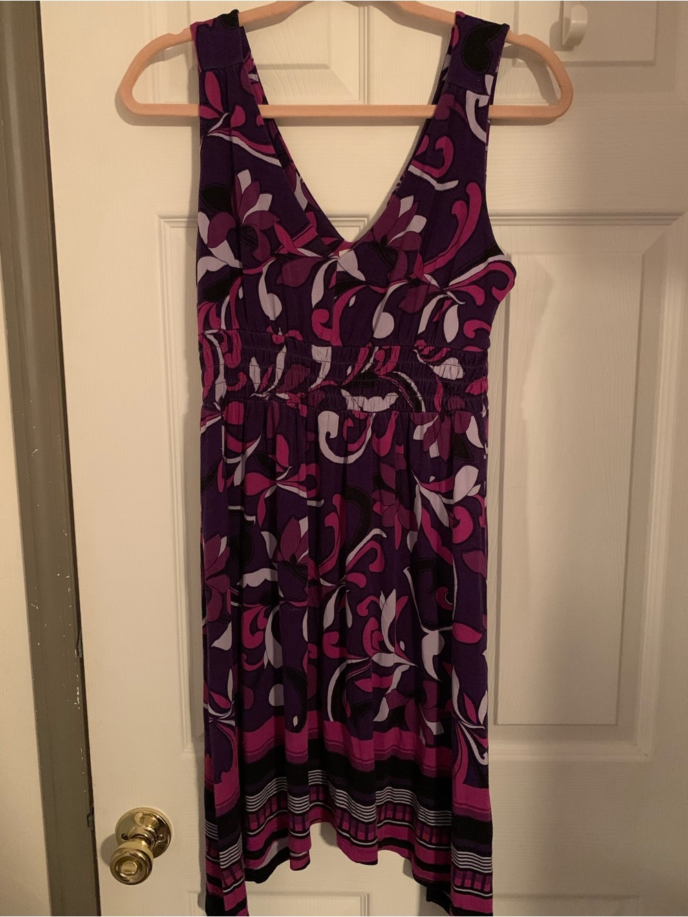 Soma Purple Floral-Print V-Neck Dress with Pink Accents